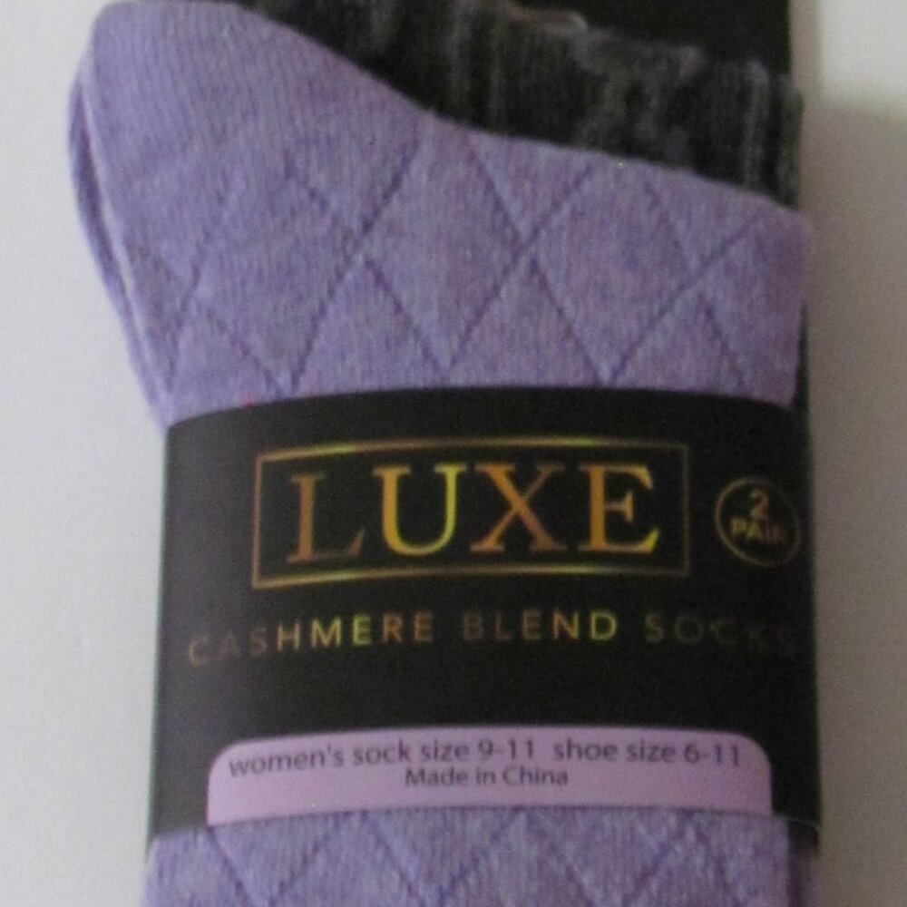 Women's LUXE Cashmere Blend Socks 2 Pairs - NEW